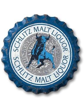 Schlitz Malt Liquor Beer Metal Bottle Cap Sign Garage Shop Bar Man Cave LARGE NW